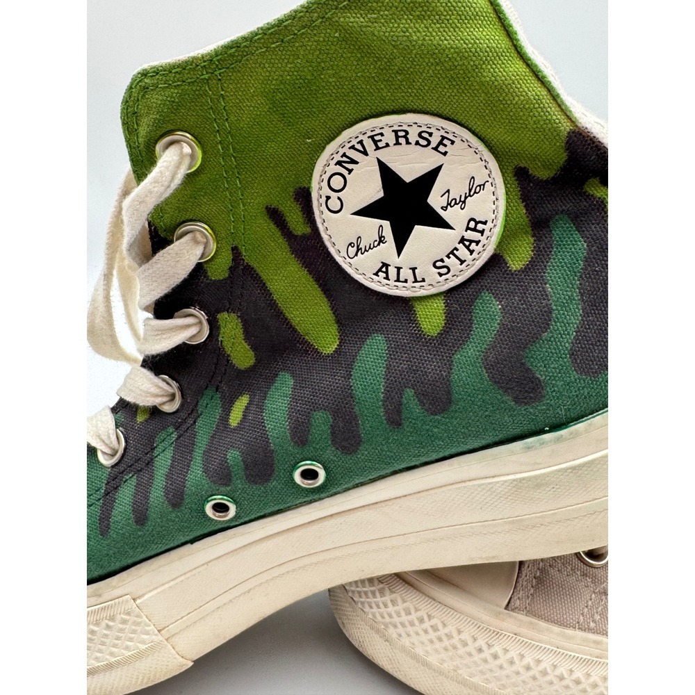 Converse Chuck Taylor All Star High Top Green Black‎ Slime Drip Graphic Sneakers - Picture 6 of 11